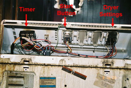Back of Amana Dryer Control Panel