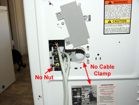 Incorrectly Installed Dryer Cable
