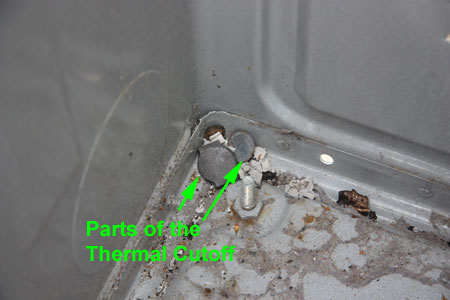 Thermal Cutoff Parts at Bottom of Dryer