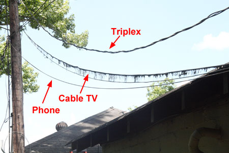 Melted Cable TV Coax at Pole