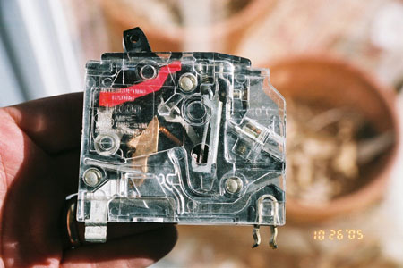 Exemplar Square D Circuit Breaker with Clear Plastic Back.