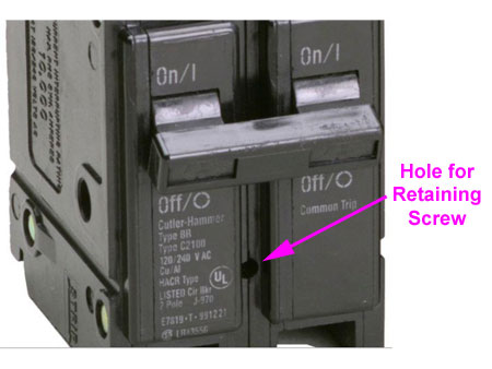 Intentional Hole through Cutler Hammer Type BR Circuit Breaker