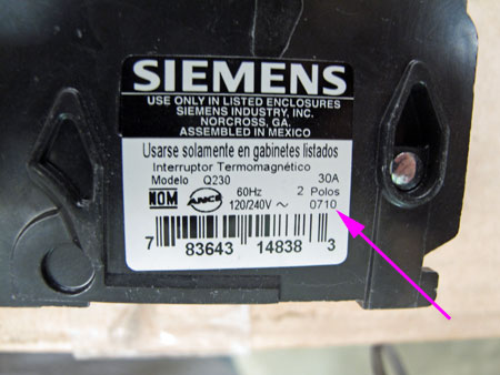 Seimens Circuit Breaker Date Code