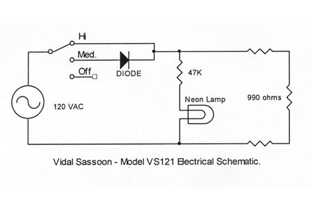 Electrical Schematic of Vidal Sassoon Curling Iron