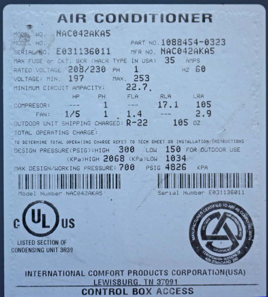 Goodman Model Number Chart