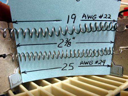 Wire Diameter and Turns per Inch for the Two Heater Coils
