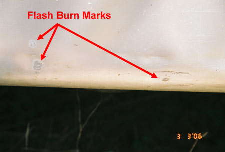Flash Burn Marks on Waste Tank Door