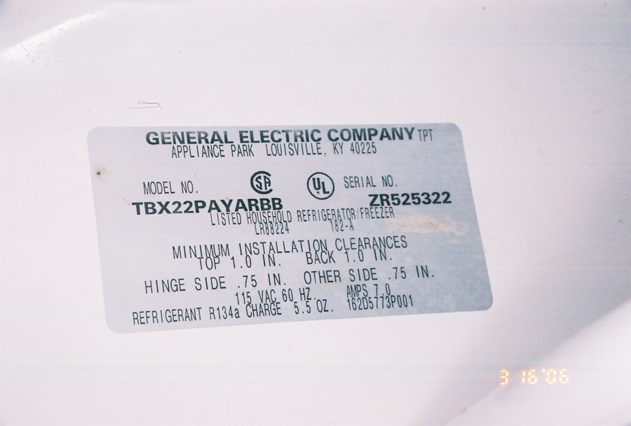 general electric refrigerator serial number ta736075