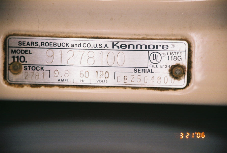 kenmore product lookup by serial number