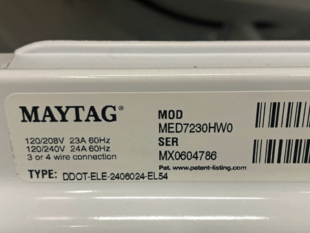 Maytag Dryer Tag