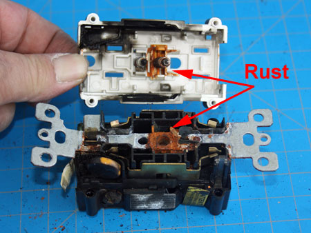 Rust on Frame of GFCI Receptacle