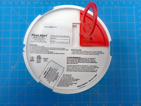 Back of the BRK Smoke Alarm Model SA350B