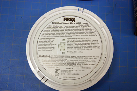 Back of Kidde i4618A Smoke Alarm.