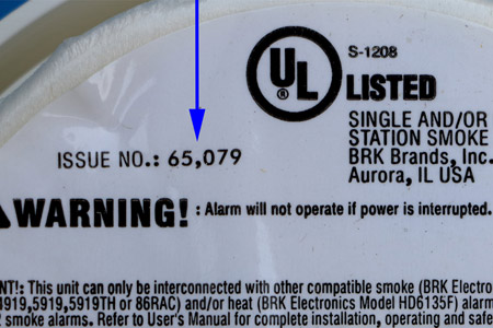 Smoke Alarm Exemplar UL Issue Number