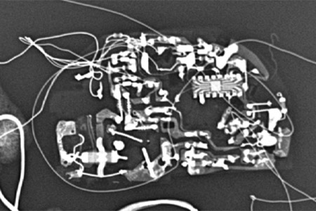 X-Ray of Damged Smoke Alarm PCB.