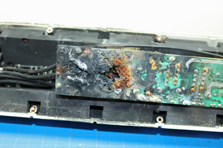 Closer View of Hole in the PC Board of  the Surge Protectors